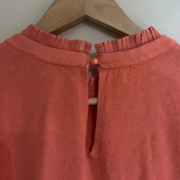 Elegant blouse balloon sleeves peach/salmon color | size large see measurements - Picture 8 of 8
